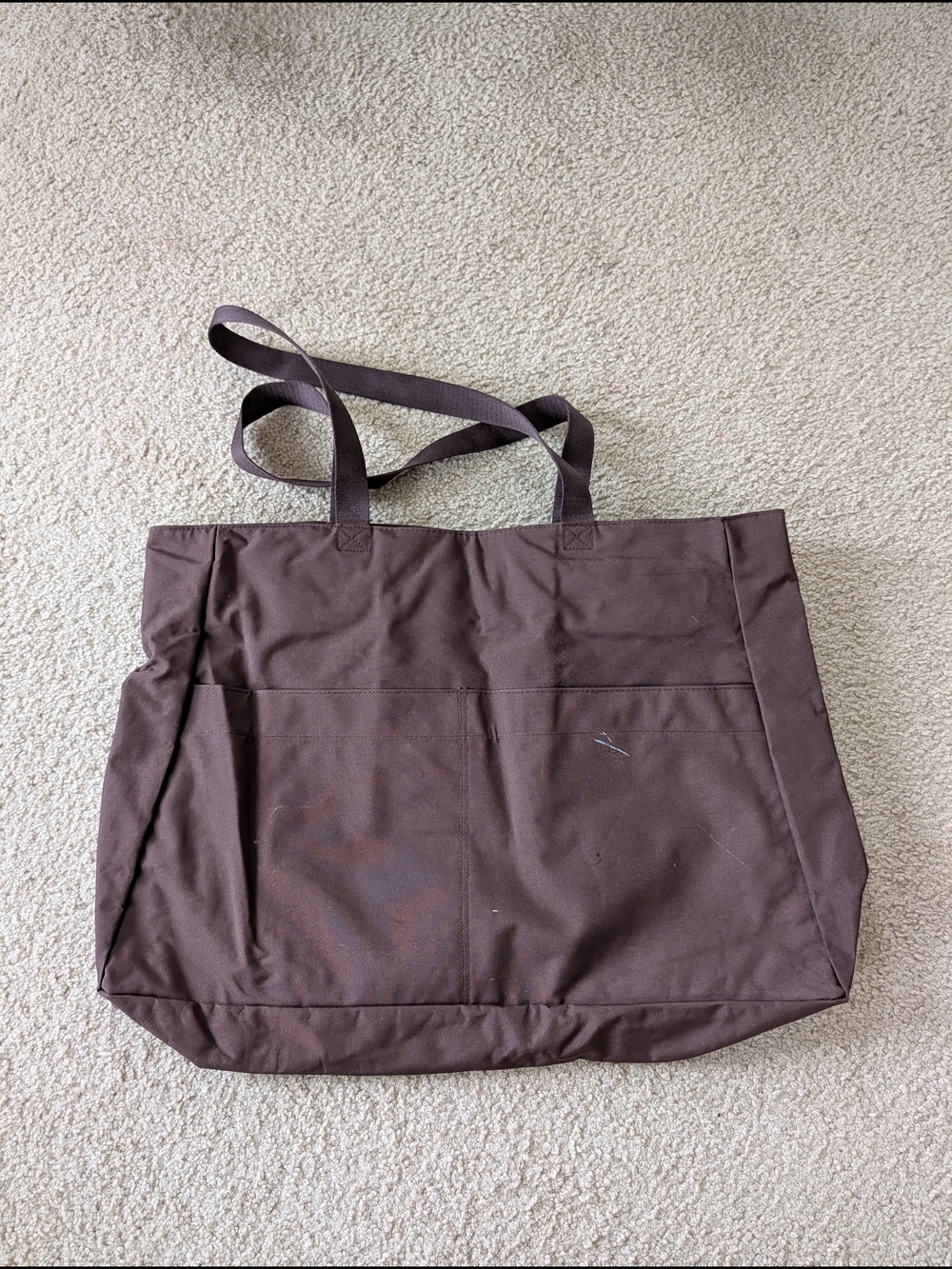 Crate & Barrel Everyday Two-Tone Canvas Tote Bag - Teal and Brown - Picture 3 of 6